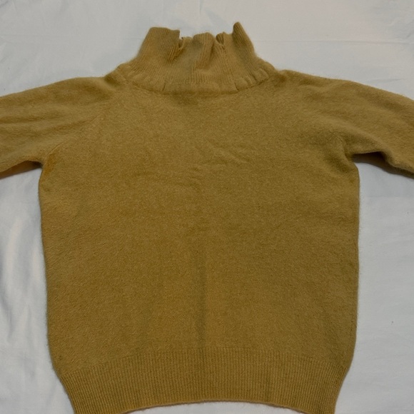 Bennette Mustard Yellow Turtleneck 3/4 Sleeves Sweater Cashmere XS - Picture 5 of 7